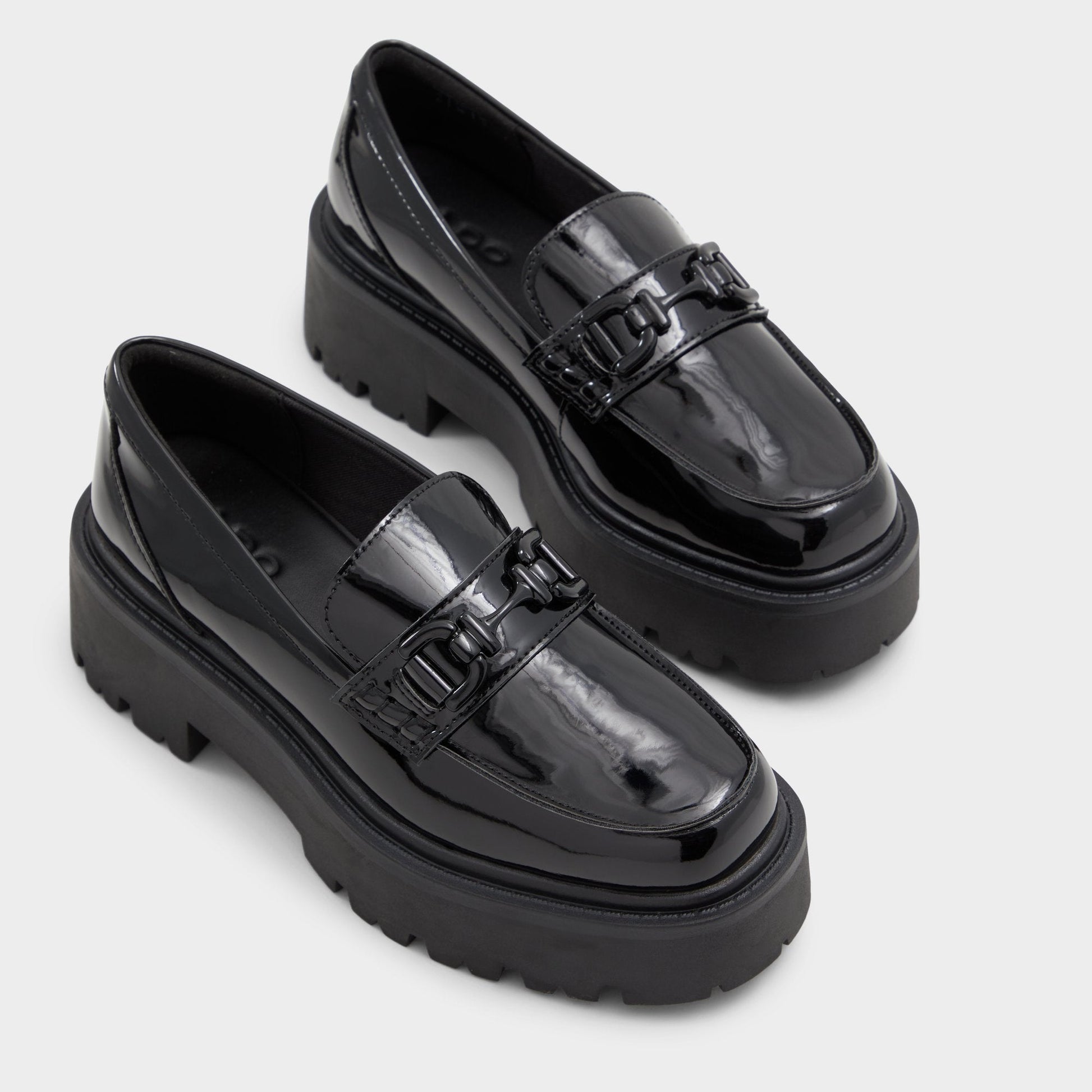 Oneameth Black Synthetic Patent Women's Loafers & Oxfords - Loafer, Lug sole Aldo Black