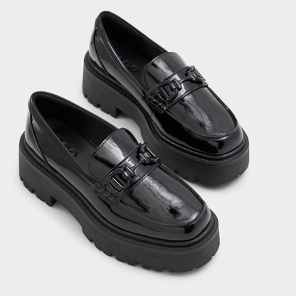 Oneameth Black Synthetic Patent Women's Loafers & Oxfords - Loafer, Lug sole Aldo Black
