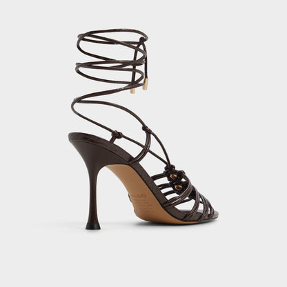 Curacao in Dark Brown - Strappy heeled sandal, Stiletto heel Aldo Dark brown