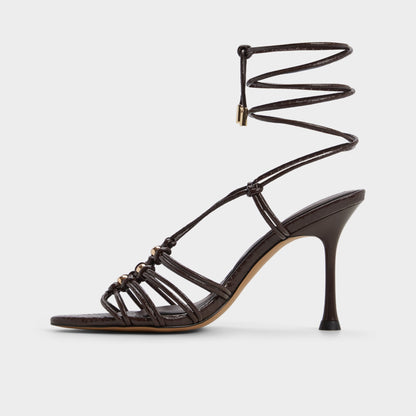Curacao in Dark Brown - Strappy heeled sandal, Stiletto heel Aldo Dark brown