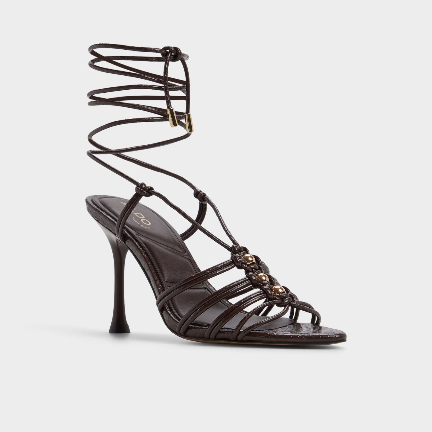 Curacao in Dark Brown - Strappy heeled sandal, Stiletto heel Aldo Dark brown