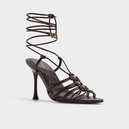 Curacao in Dark Brown - Strappy heeled sandal, Stiletto heel Aldo Dark brown