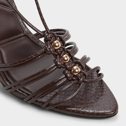 Curacao in Dark Brown - Strappy heeled sandal, Stiletto heel Aldo Dark brown