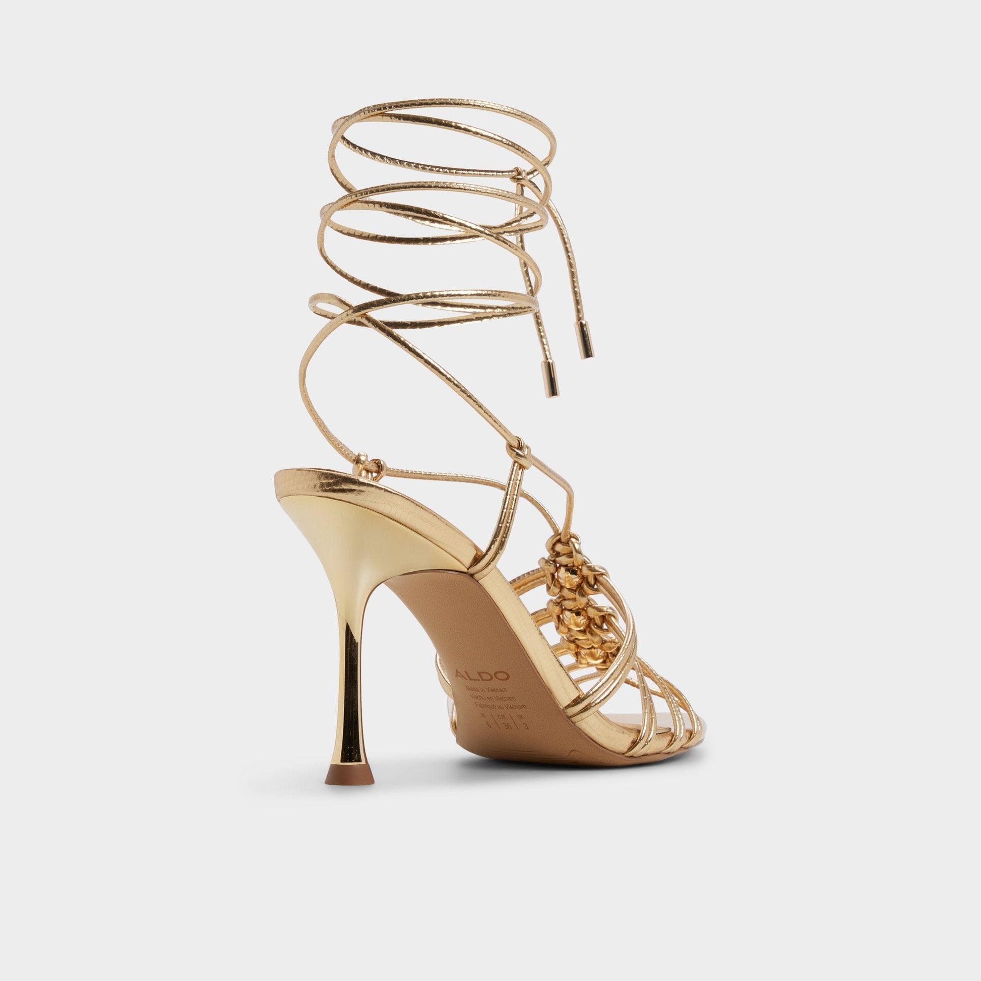 Curacao in Gold - Strappy heeled sandal, Stiletto heel Aldo Gold