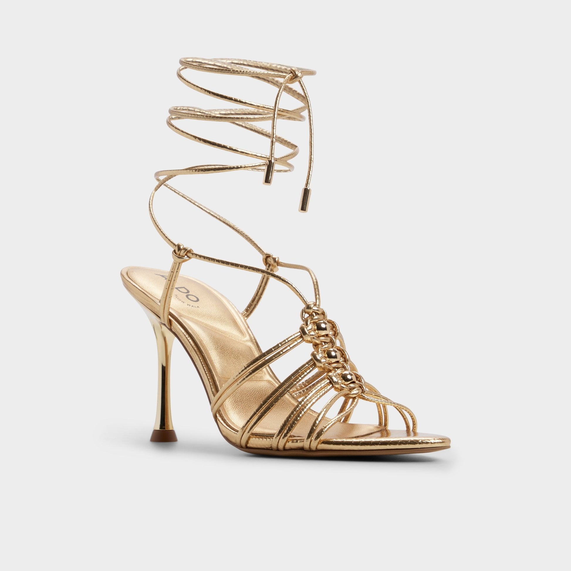 Curacao in Gold - Strappy heeled sandal, Stiletto heel Aldo Gold