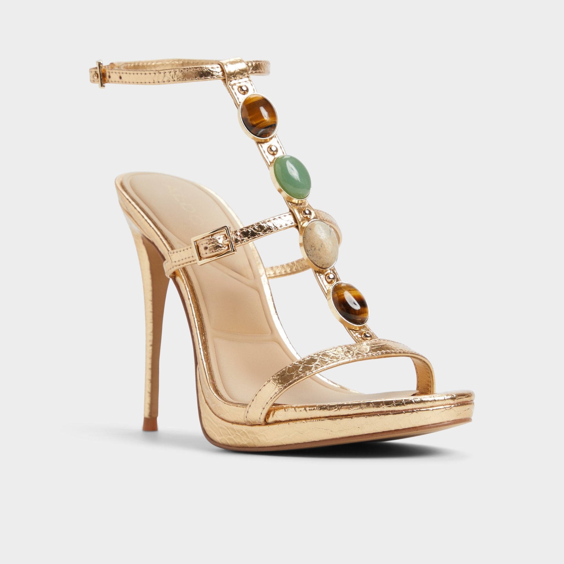 Opalia Gold Women's Strappy sandals - Strappy heeled sandal, Platform Aldo Gold