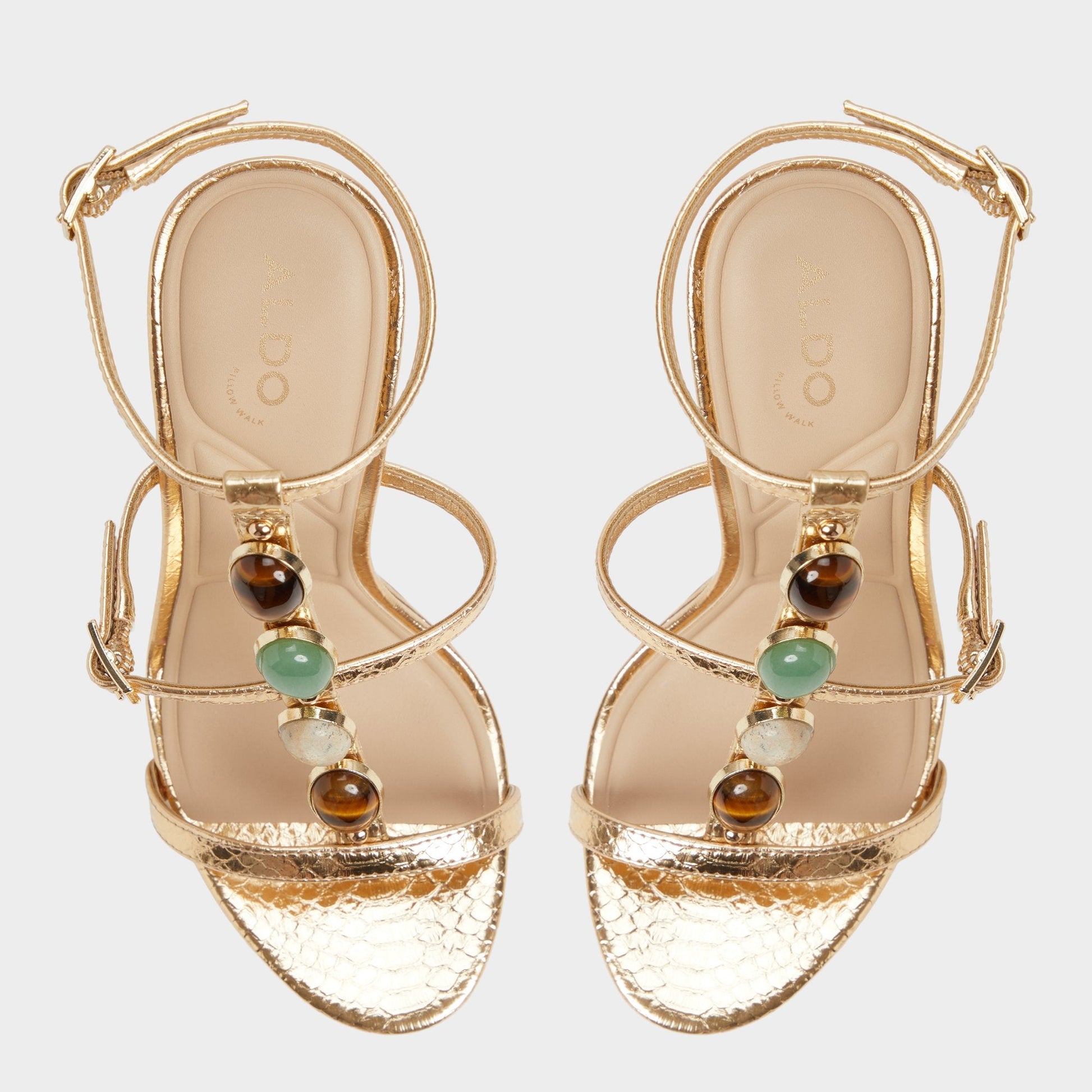 Opalia Gold Women's Strappy sandals - Strappy heeled sandal, Platform Aldo Gold
