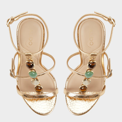 Opalia Gold Women's Strappy sandals - Strappy heeled sandal, Platform Aldo Gold