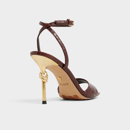 Harmonious in Dark Brown - Strappy heeled sandal Aldo Dark Brown