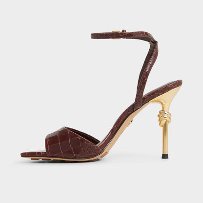 Harmonious in Dark Brown - Strappy heeled sandal Aldo Dark Brown