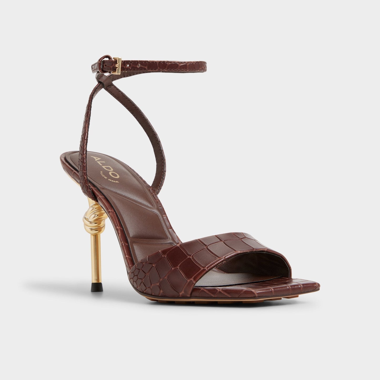 Harmonious in Dark Brown - Strappy heeled sandal Aldo Dark Brown