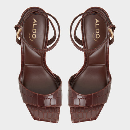 Harmonious in Dark Brown - Strappy heeled sandal Aldo Dark Brown