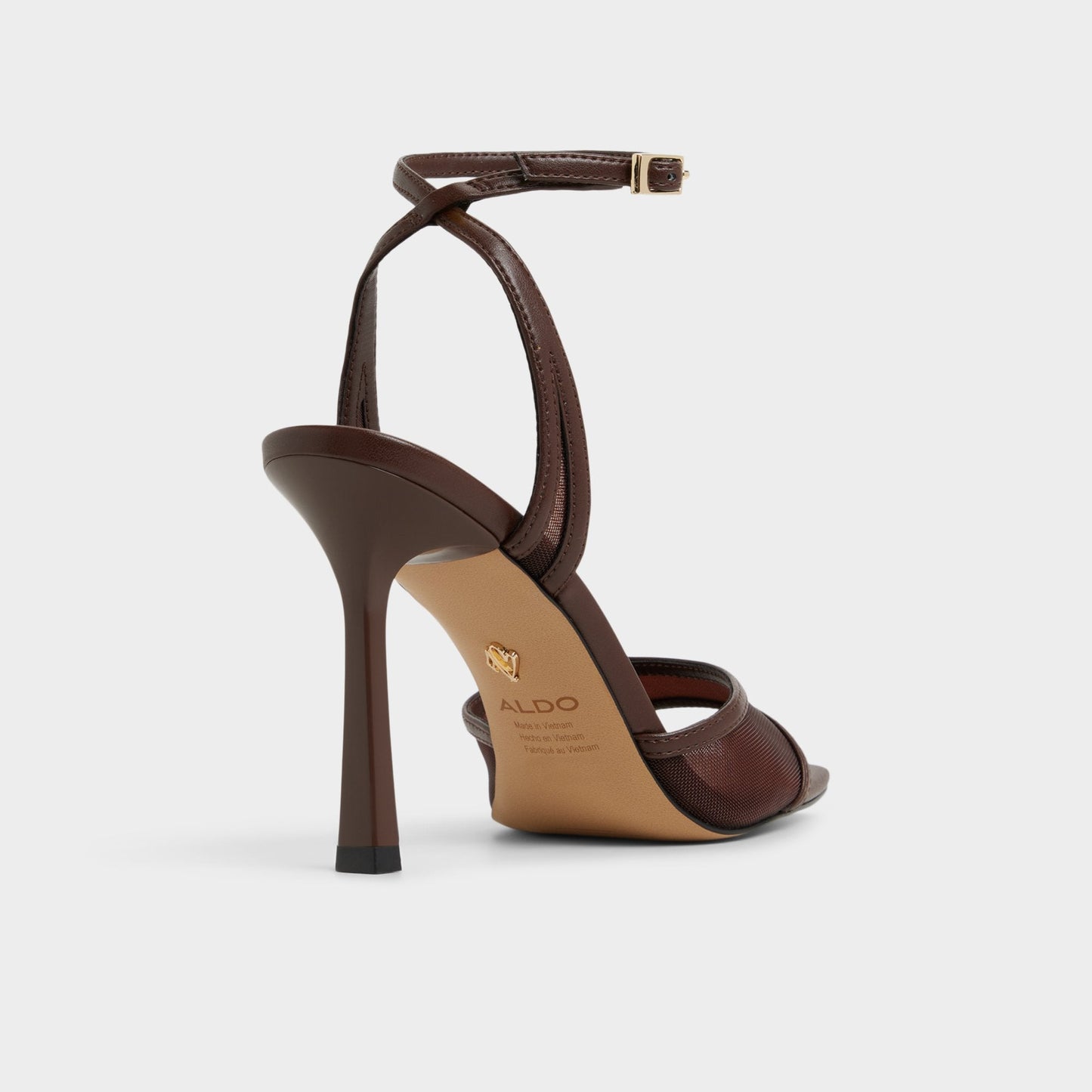 Sharra in Dark Brown - Strappy heeled sandal, Stiletto heel Aldo Dark Brown