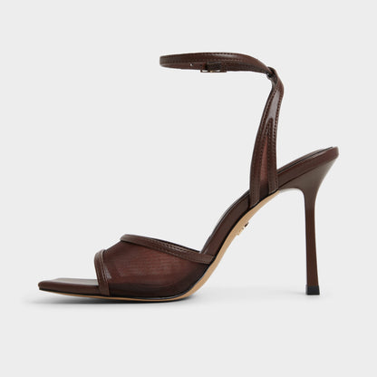 Sharra in Dark Brown - Strappy heeled sandal, Stiletto heel Aldo Dark Brown