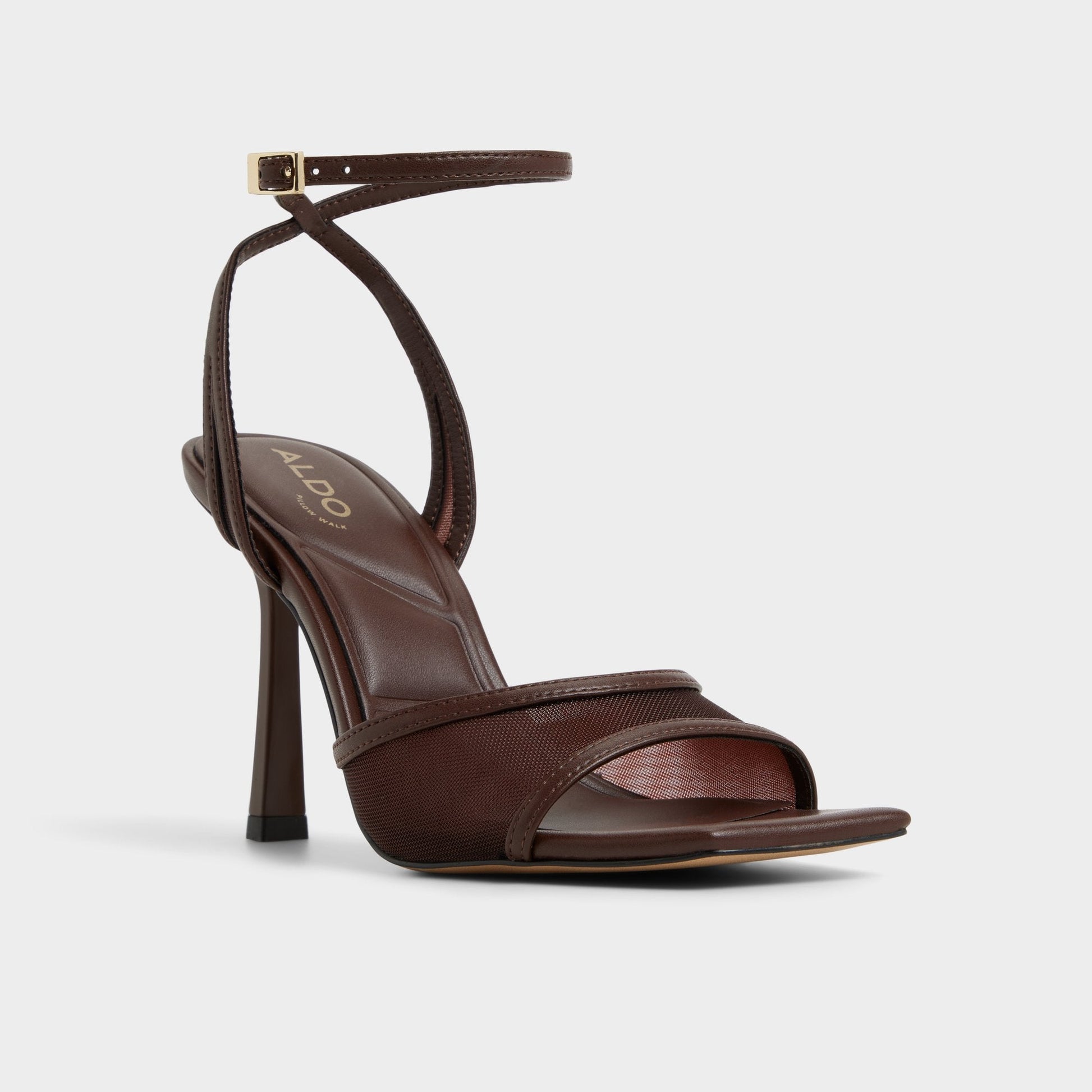 Sharra in Dark Brown - Strappy heeled sandal, Stiletto heel Aldo Dark Brown