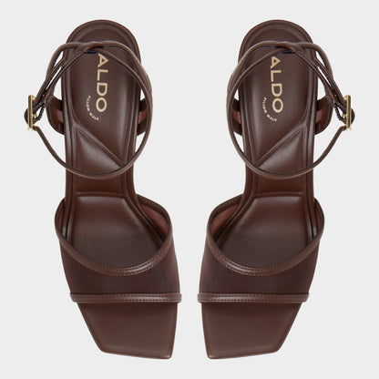 Sharra in Dark Brown - Strappy heeled sandal, Stiletto heel Aldo Dark Brown