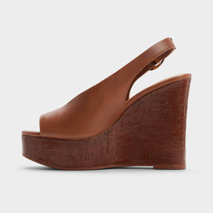 Tatianah in Dark Brown - Sling back heeled sandal, Wedge heel Aldo Dark brown