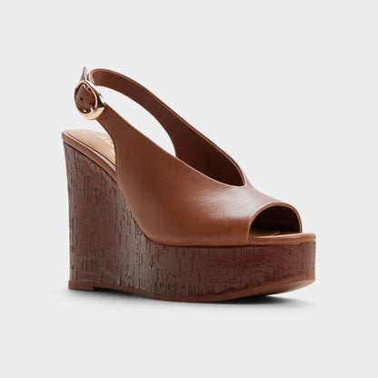 Tatianah in Dark Brown - Sling back heeled sandal, Wedge heel Aldo Dark brown