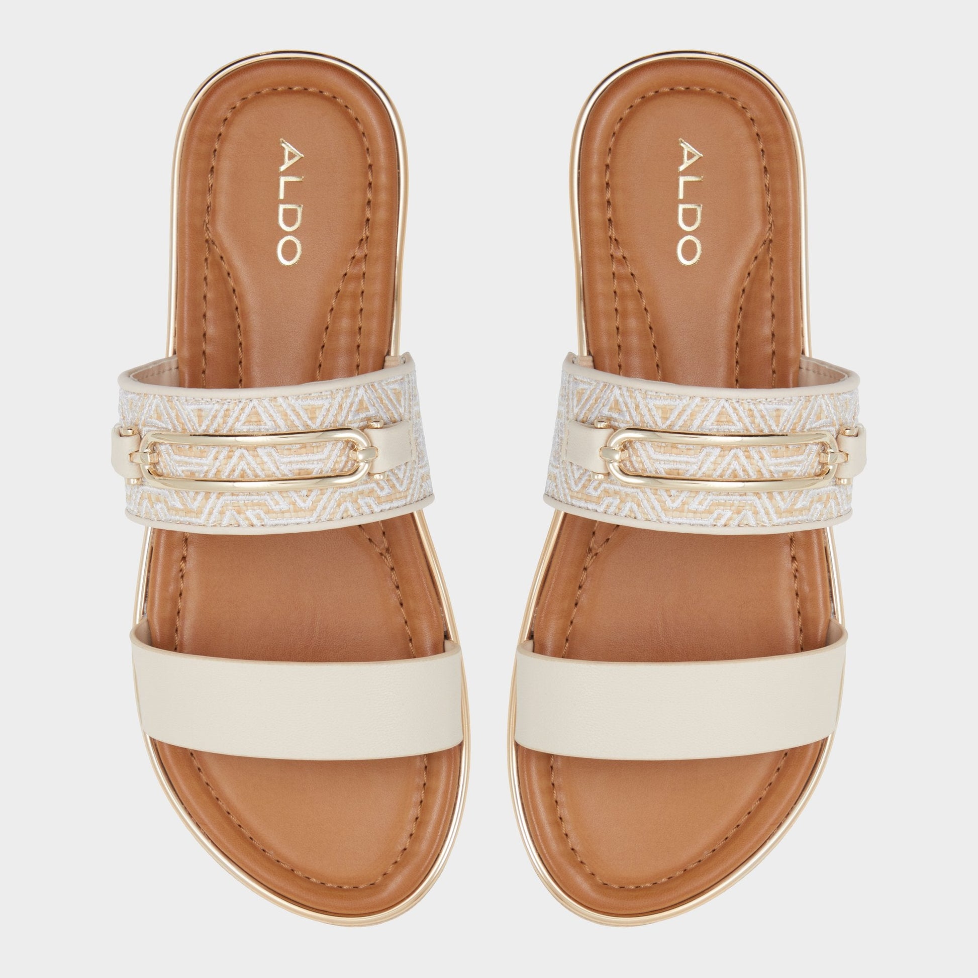 Lagoon Other Beige Synthetic Print Women's Footbed sandals - Slide sandal, Footbed sandal Aldo Other beige
