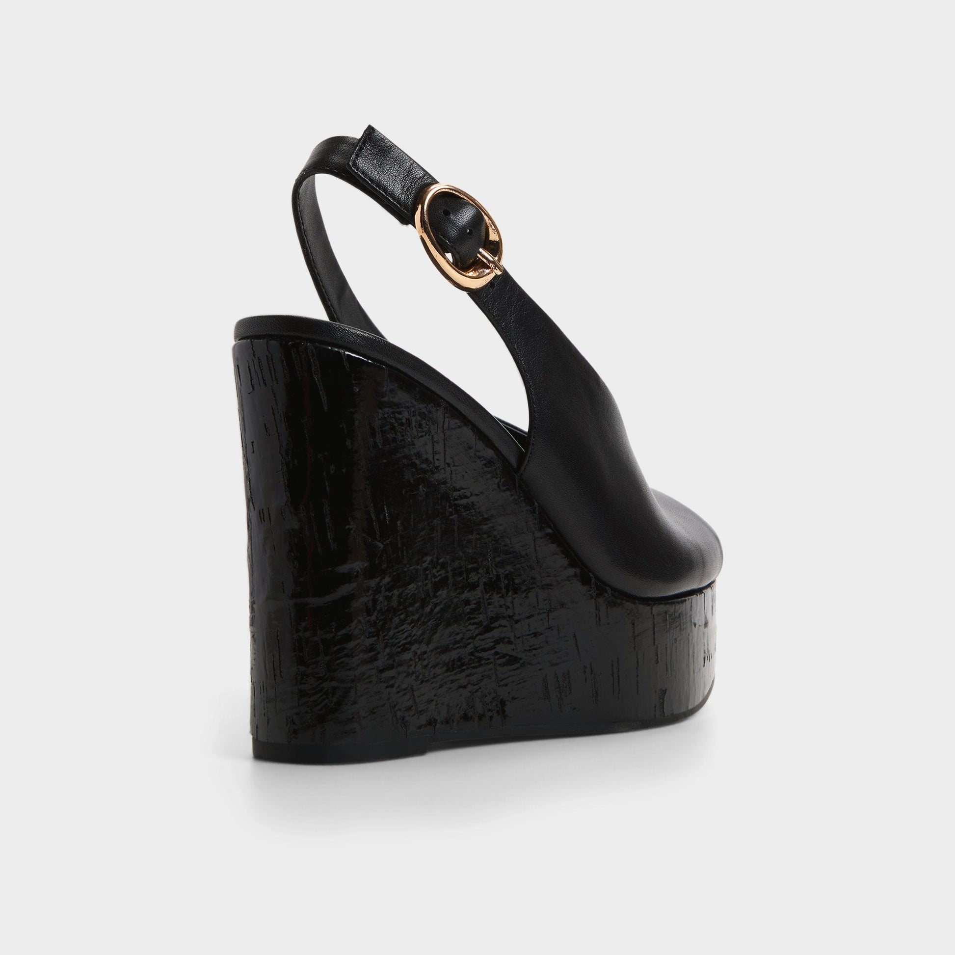 Tatianah in Black - Sling back heeled sandal, Wedge heel Aldo Black