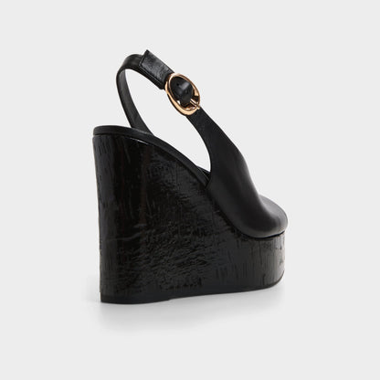 Tatianah in Black - Sling back heeled sandal, Wedge heel Aldo Black