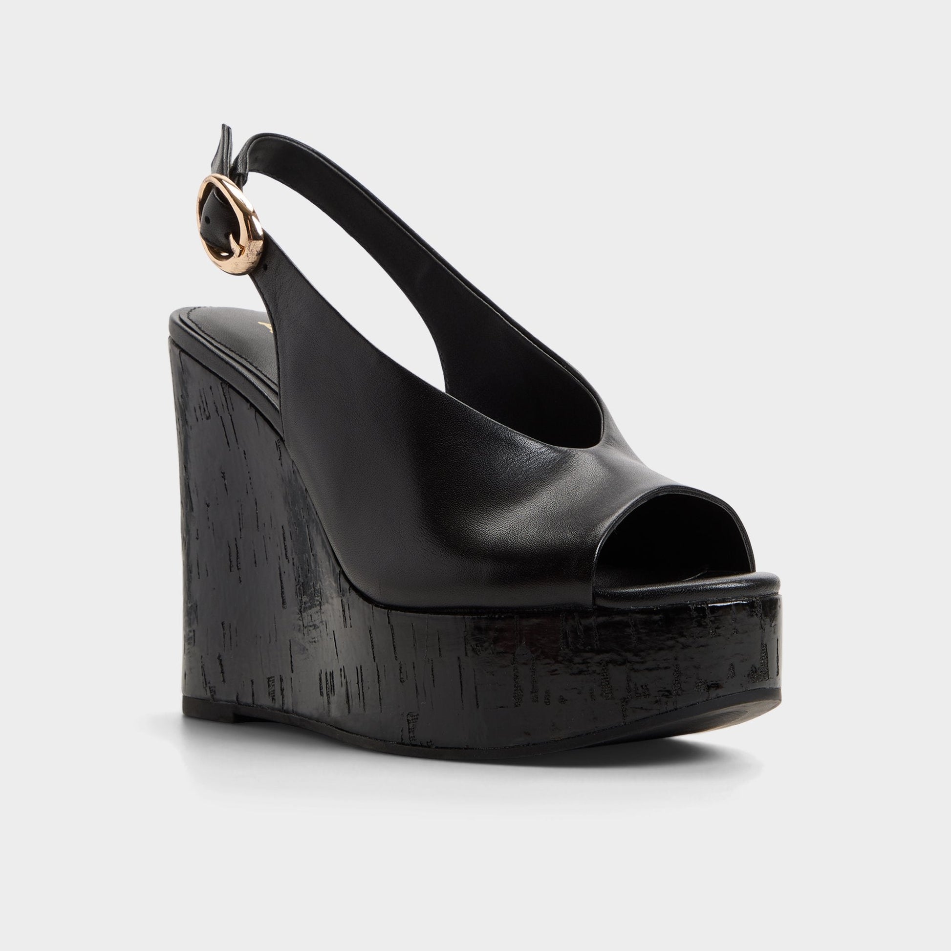 Tatianah in Black - Sling back heeled sandal, Wedge heel Aldo Black
