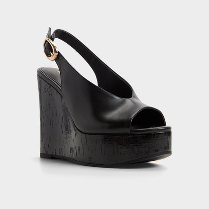 Tatianah in Black - Sling back heeled sandal, Wedge heel Aldo Black
