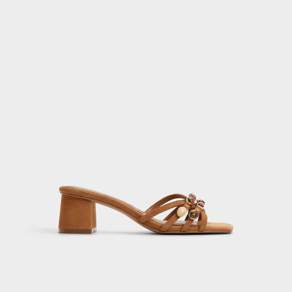 Jemstone in Medium Brown - Strappy heeled sandal, Block heel Aldo Medium brown