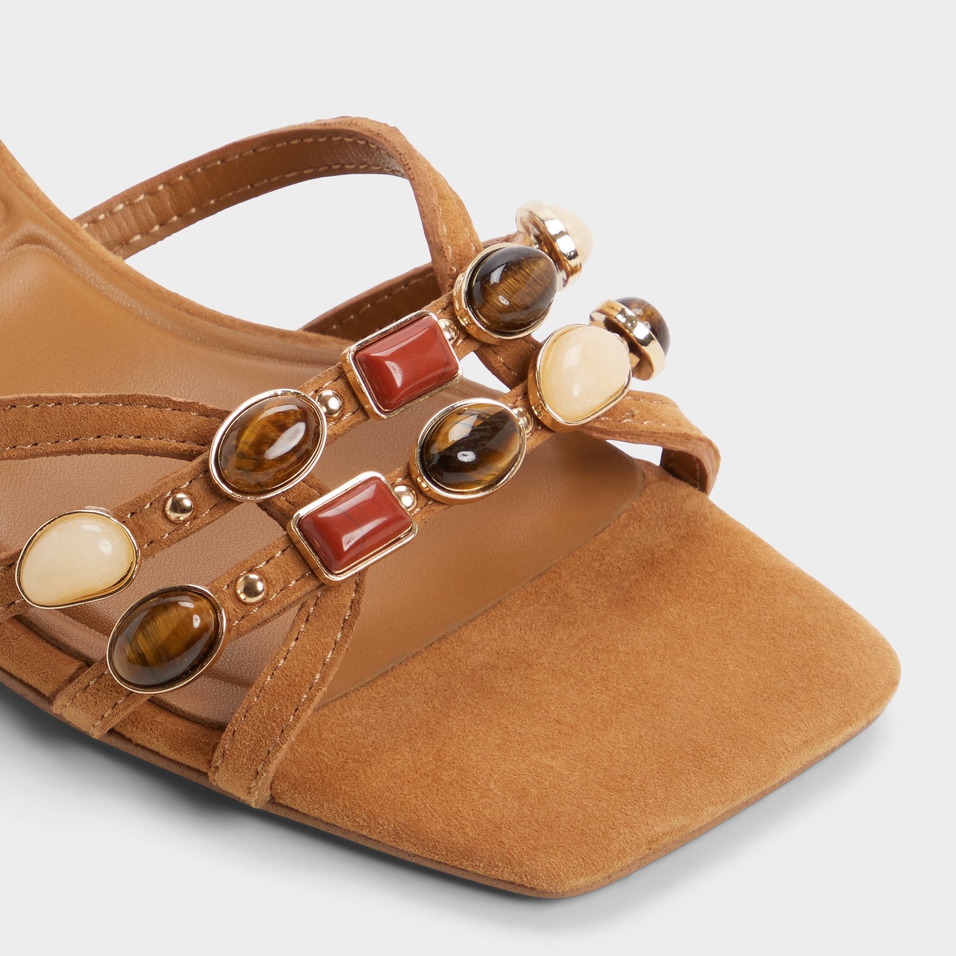 Jemstone in Medium Brown - Strappy heeled sandal, Block heel Aldo Medium brown