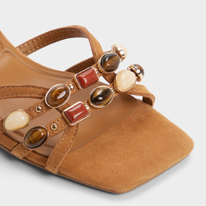 Jemstone in Medium Brown - Strappy heeled sandal, Block heel Aldo Medium brown