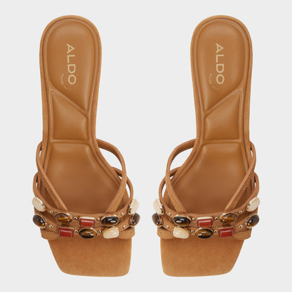 Jemstone in Medium Brown - Strappy heeled sandal, Block heel Aldo Medium brown