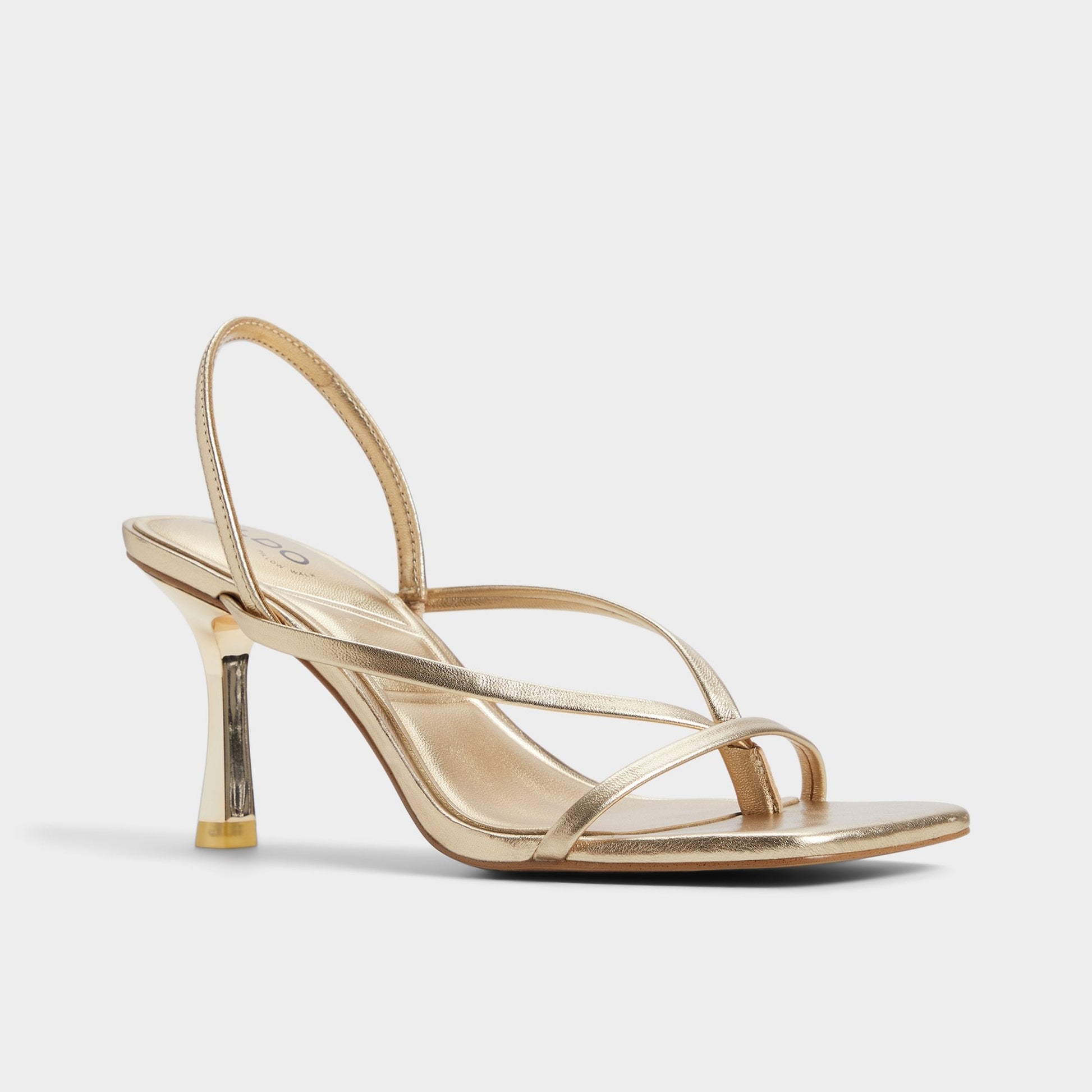 Riva Gold Women's Strappy sandals - Sling back heeled sandal, Stiletto heel Aldo Gold