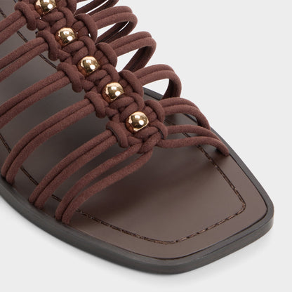 Unoma in Dark Brown - Strappy flat sandal Aldo Dark brown