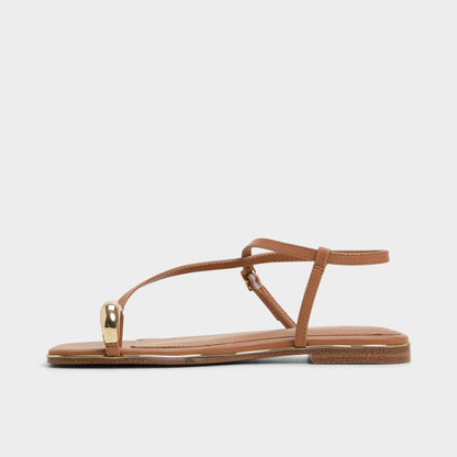 Jomalina Medium Brown Women's Flats - Strappy flat sandal Aldo Medium Brown