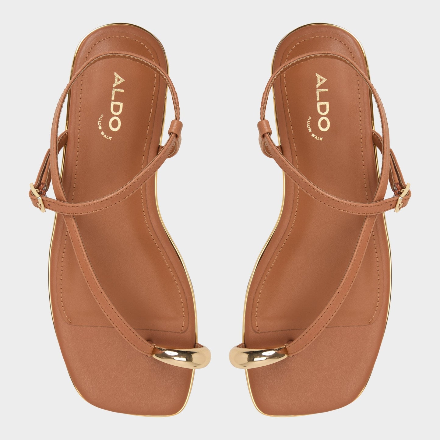 Jomalina Medium Brown Women's Flats - Strappy flat sandal Aldo Medium Brown