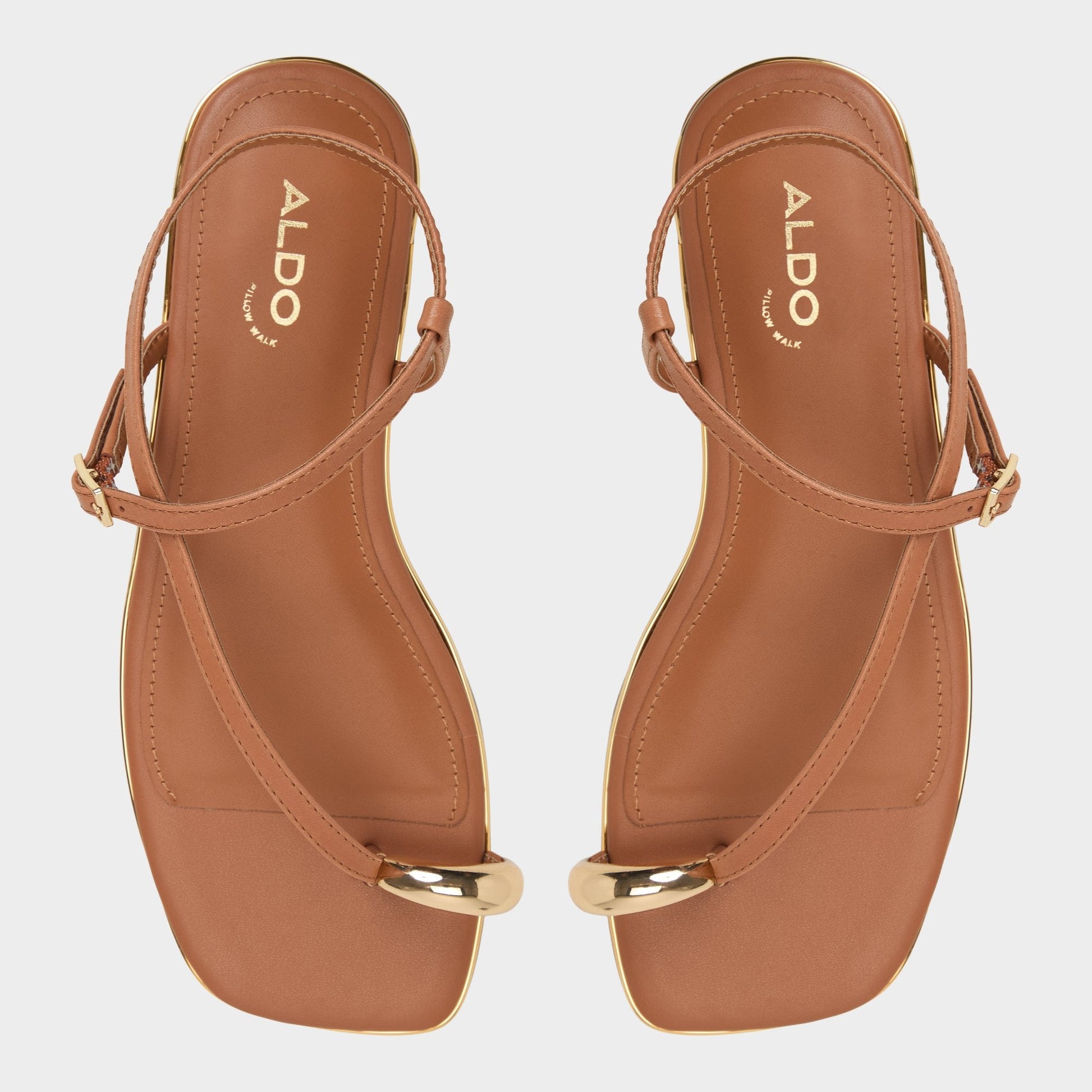 Jomalina Medium Brown Women's Flats - Strappy flat sandal Aldo Medium Brown