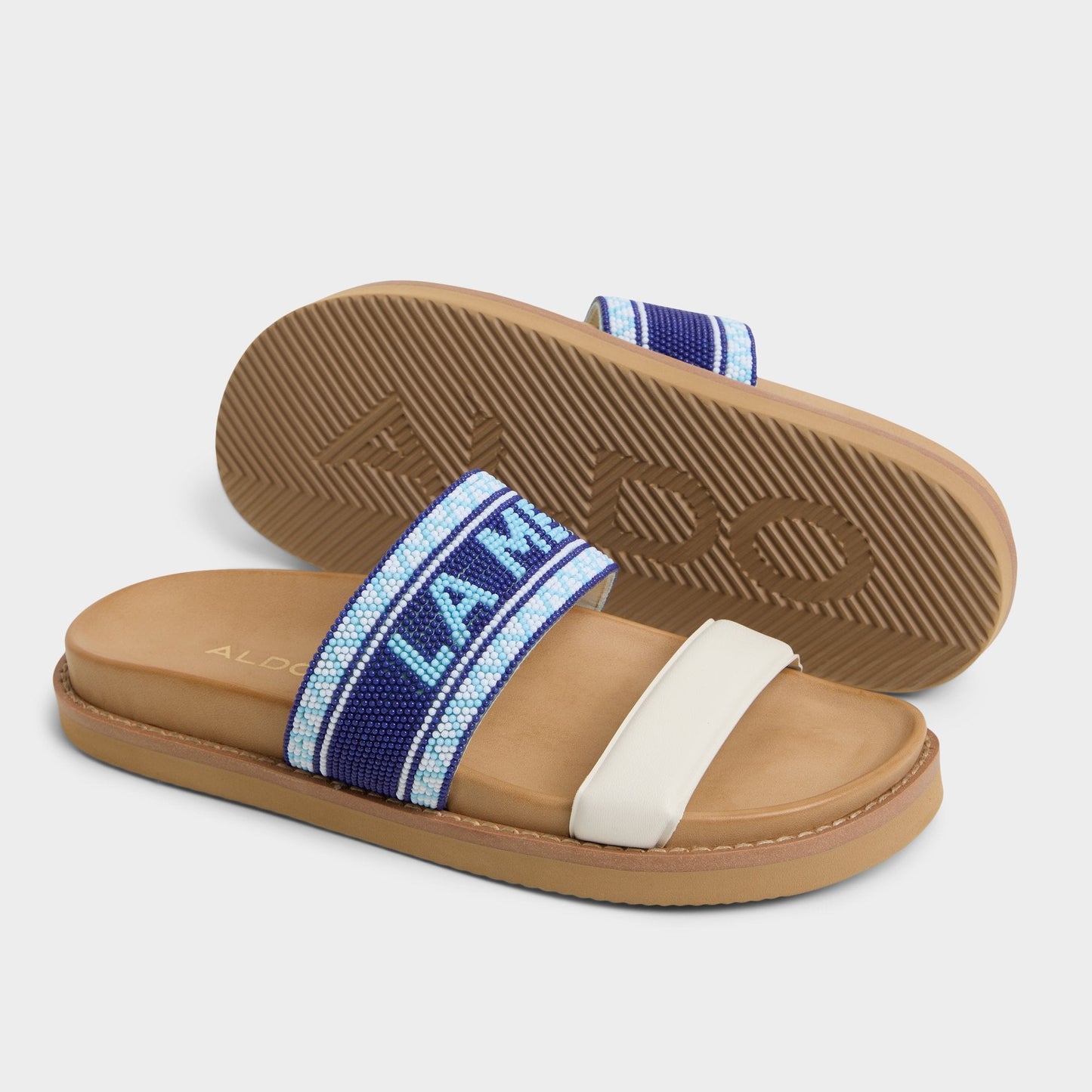 Beachvacay White/Blue Women's Footbed sandals - Slide sandal, Footbed sandal Aldo White/Blue