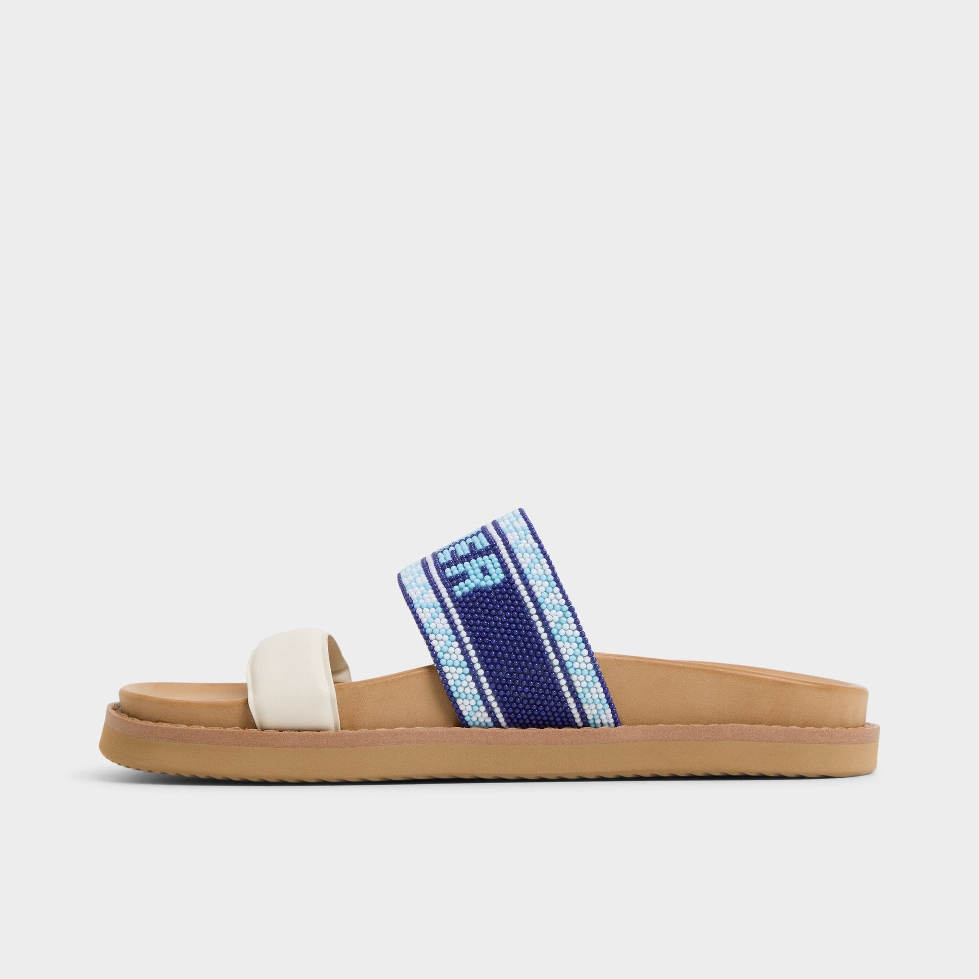Beachvacay White/Blue Women's Footbed sandals - Slide sandal, Footbed sandal Aldo White/Blue