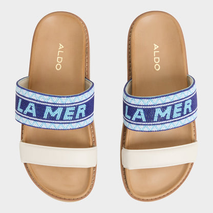 Beachvacay White/Blue Women's Footbed sandals - Slide sandal, Footbed sandal Aldo White/Blue