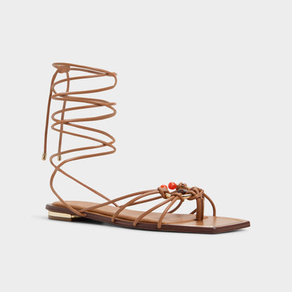 Nirena Medium Brown Women's Flats - Strappy flat sandal Aldo Medium Brown