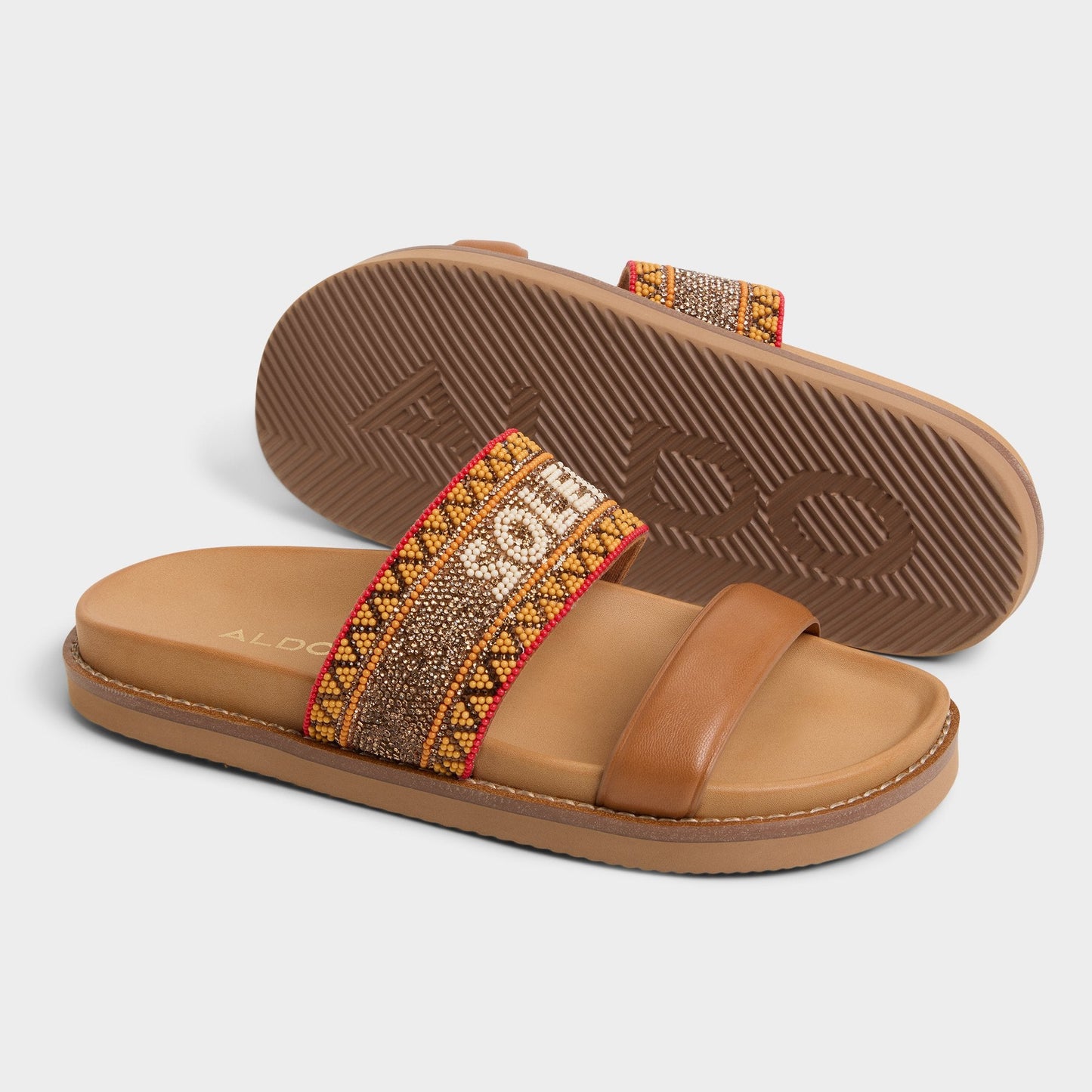 Beachvacay Brown Multi Women's Footbed sandals -  Aldo Brown multi