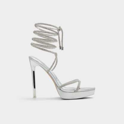Izabella in Silver 13621003 - Strappy heeled sandal, Platform Aldo Silver
