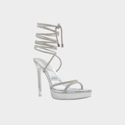Izabella in Silver 13621003 - Strappy heeled sandal, Platform Aldo Silver