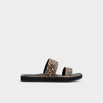Lagoon Brown Multi Women's Flats - Strappy flat sandal, Footbed sandal Aldo Brown Multi
