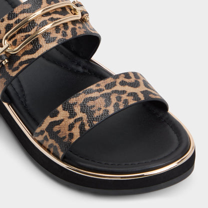Lagoon Brown Multi Women's Flats - Strappy flat sandal, Footbed sandal Aldo Brown Multi