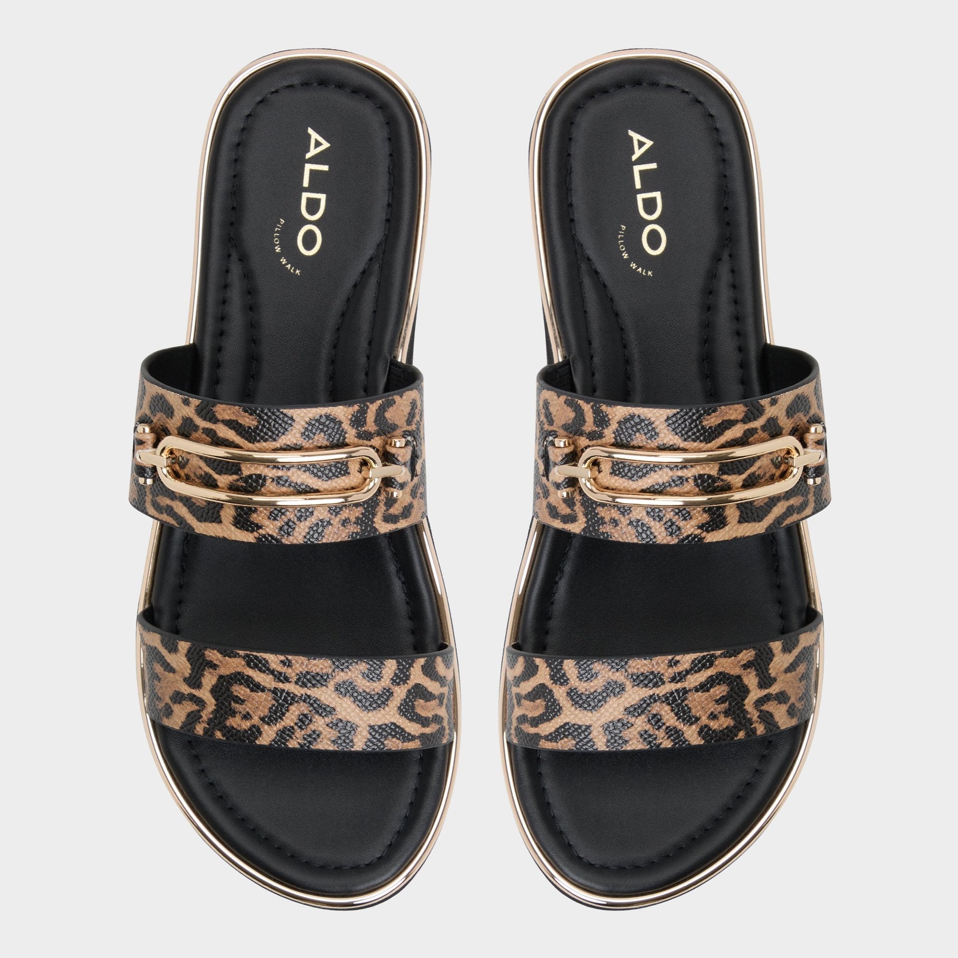 Lagoon Brown Multi Women's Flats - Strappy flat sandal, Footbed sandal Aldo Brown Multi