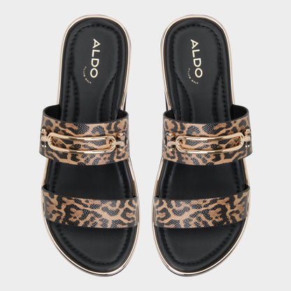 Lagoon Brown Multi Women's Flats - Strappy flat sandal, Footbed sandal Aldo Brown Multi