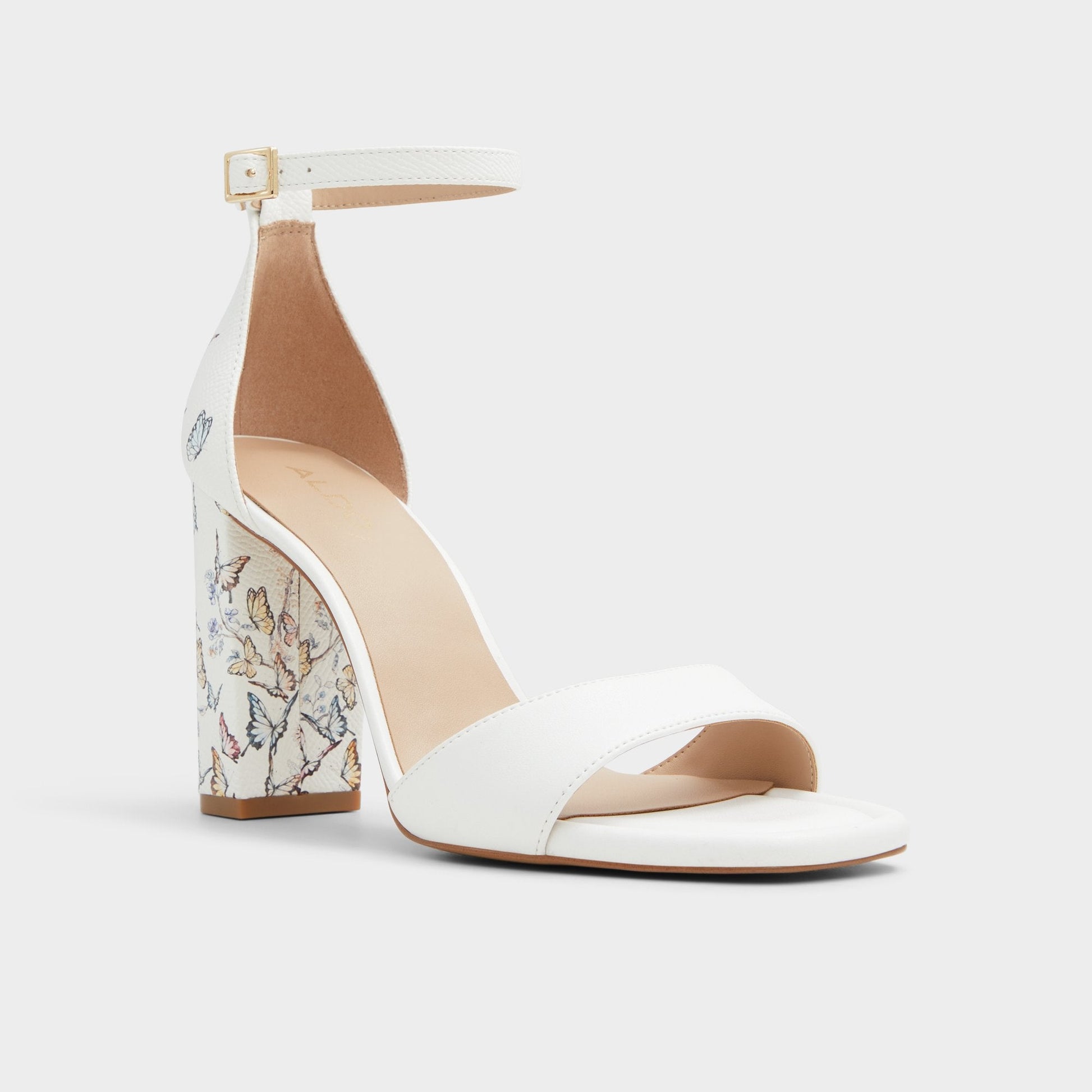 Enaegyn White Multi Women's Strappy sandals - Strappy heeled sandal, Block heel Aldo White Multi