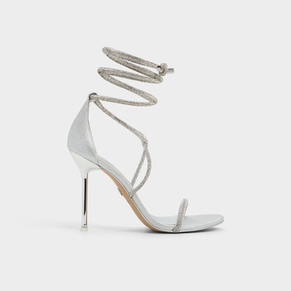 Caladonia Silver Women's Iridescent metallics - Strappy heeled sandal, Stiletto heel Aldo Silver