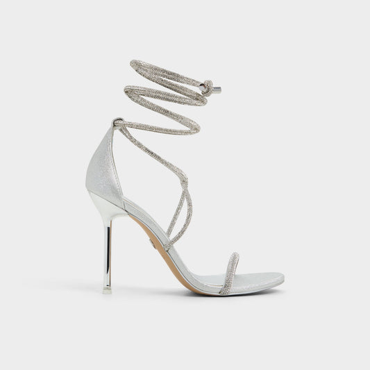 Caladonia Silver Women's Iridescent metallics - Strappy heeled sandal, Stiletto heel Aldo Silver